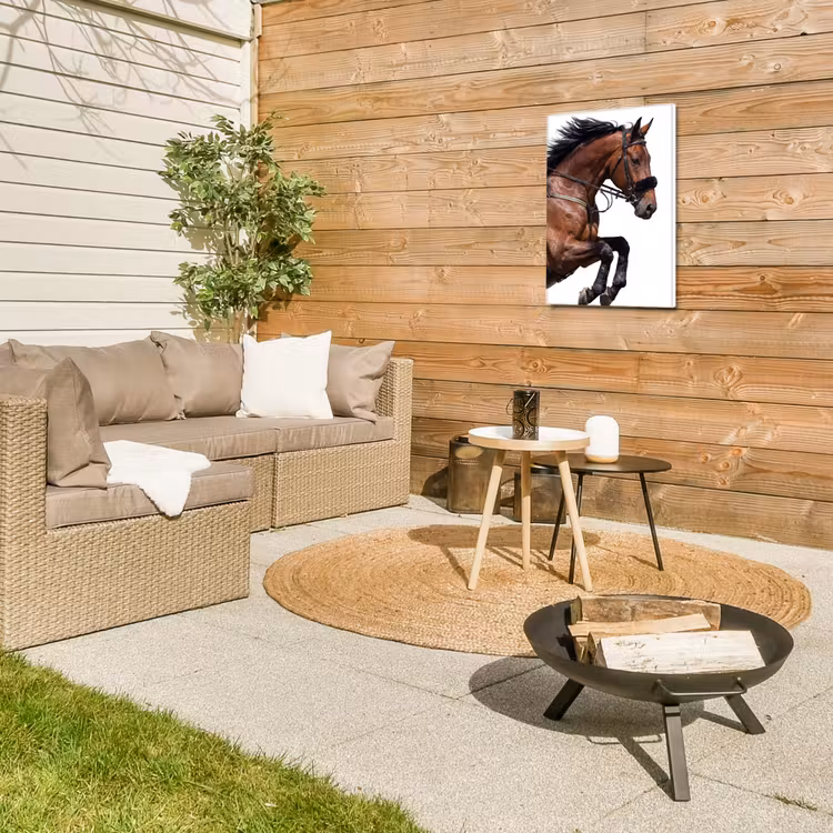 Paard - Springen - Modern Tuinposter op houten frame 2 cm dik klein -sfeer2