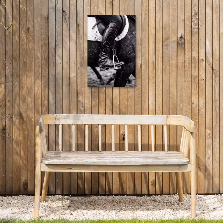 Paard - Sport - Zwart - Wit Tuinposter op houten frame 2 cm dik klein -sfeer4