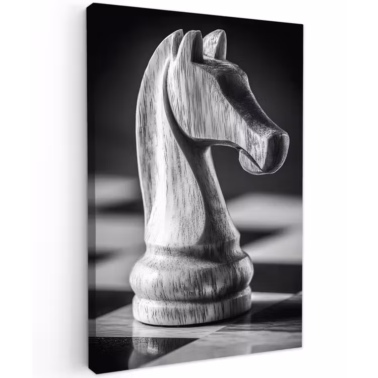 Paard - Hout - Schaalbord - Zwart Tuinposter op houten frame 2 cm dik klein -3d