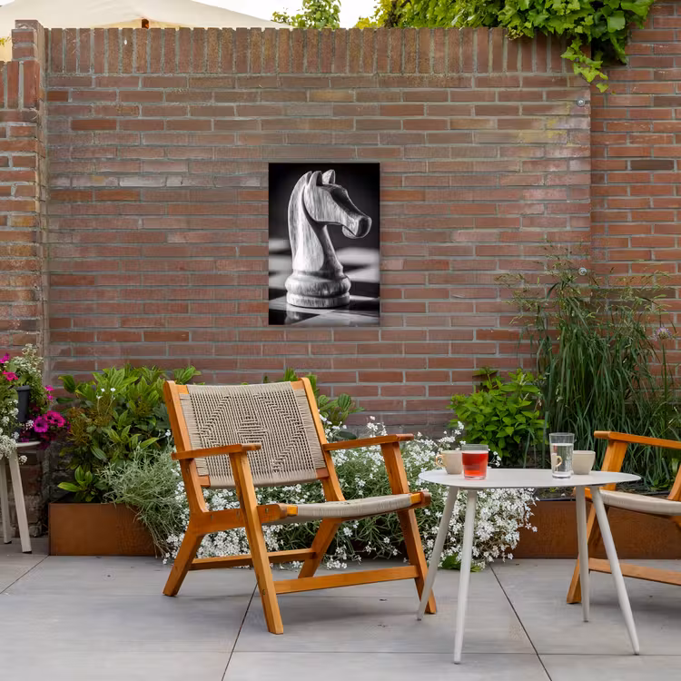 Paard - Hout - Schaalbord - Zwart Tuinposter op houten frame 2 cm dik klein -sfeer3