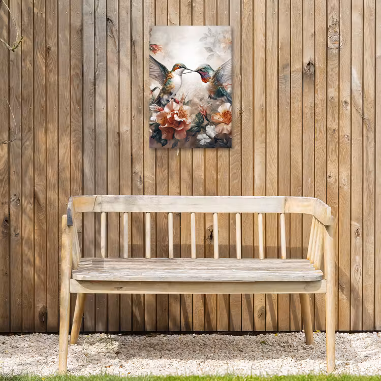 Kolibries en Bloemen Tuinposter op houten frame 2 cm dik klein -sfeer4