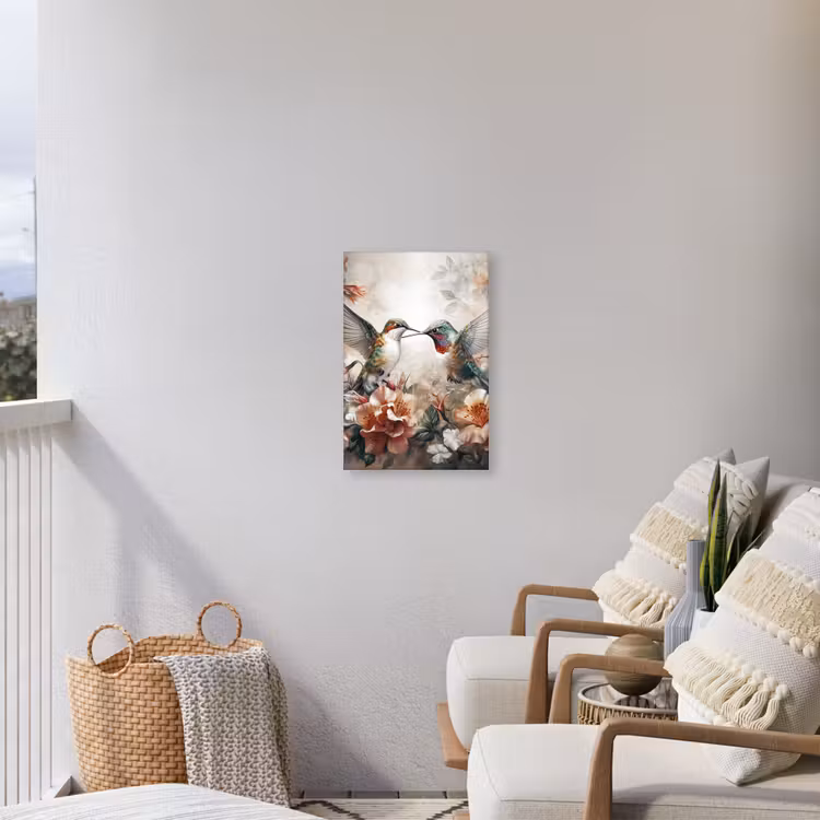 Kolibries en Bloemen Tuinposter op houten frame 2 cm dik klein -sfeer1