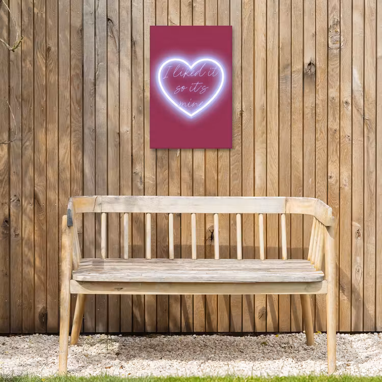 I liked it so it's mine - Neon hart - Roze Tuinposter op houten frame 2 cm dik klein -sfeer4