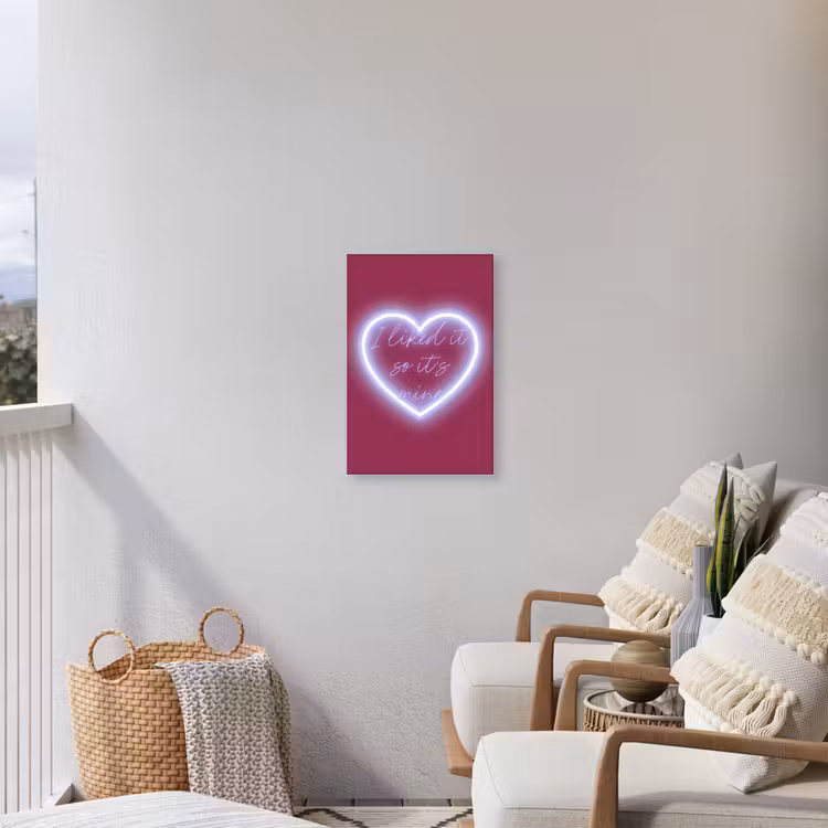 I liked it so it's mine - Neon hart - Roze Tuinposter op houten frame 2 cm dik klein -sfeer1