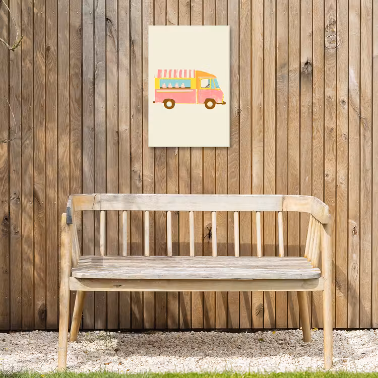 Ijskar - Retro - Softijsjes - Roze Tuinposter op houten frame 2 cm dik klein -sfeer4