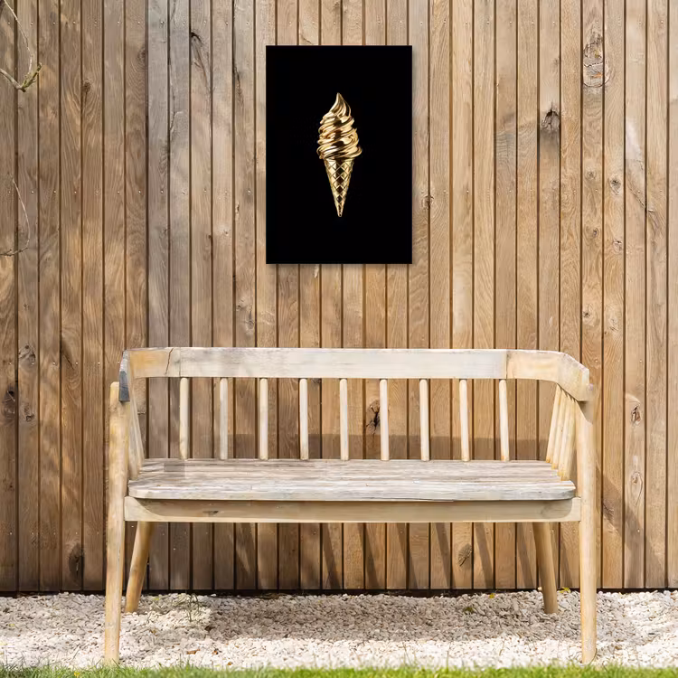 Ijs - Goud - Zwart - Eten Tuinposter op houten frame 2 cm dik klein -sfeer4