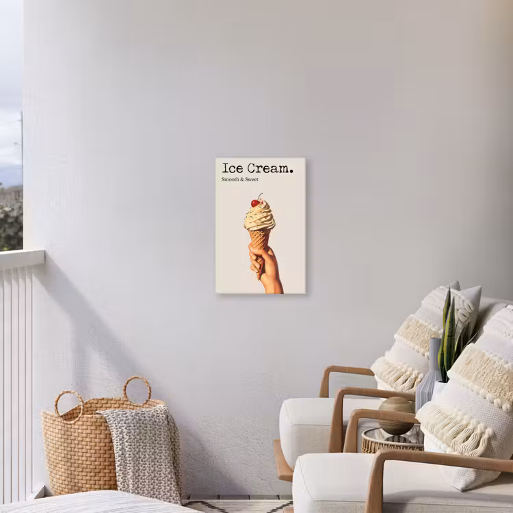 Ice cream - Softijs - Kleurrijk - Kers Tuinposter op houten frame 2 cm dik klein -sfeer1