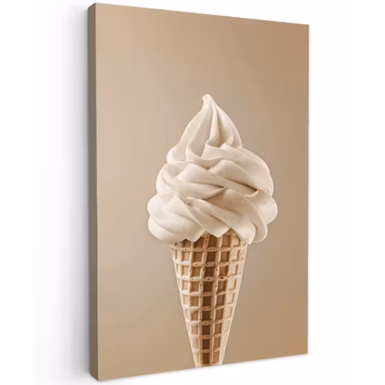 IJs - Softijs - Romig - Hoorntje - Beige Tuinposter op houten frame 2 cm dik klein -3d