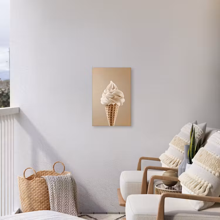 IJs - Softijs - Romig - Hoorntje - Beige Tuinposter op houten frame 2 cm dik klein -sfeer1