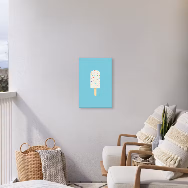 Ijsje - Stokje - Sprinkles - Lichtblauw Tuinposter op houten frame 2 cm dik klein -sfeer1