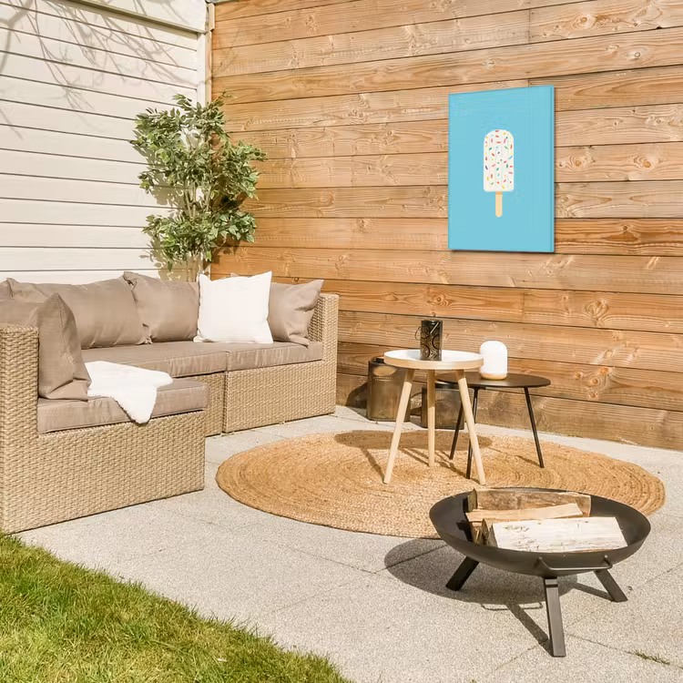 Ijsje - Stokje - Sprinkles - Lichtblauw Tuinposter op houten frame 2 cm dik klein -sfeer2