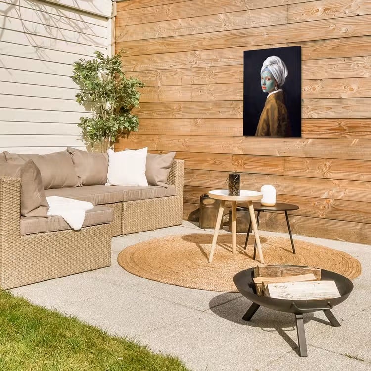 Iconisch - Modern - Kleurrijk Tuinposter op houten frame 2 cm dik klein -sfeer2