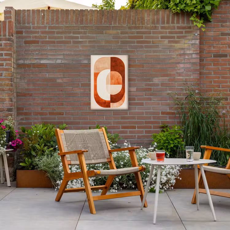 Illustratie - Abstract - Vormen - Rood Tuinposter op houten frame 2 cm dik klein -sfeer3