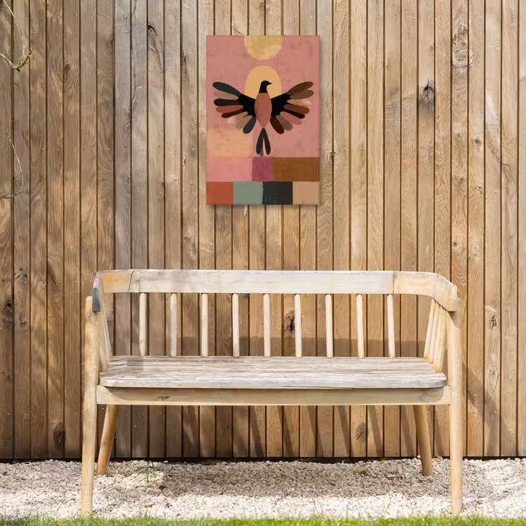 Illustratie - Vogel - Vlakken - Kleurrijk Tuinposter op houten frame 2 cm dik klein -sfeer4