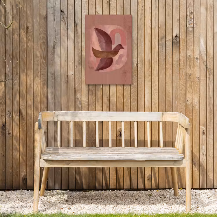 Illustratie - Vogels - Abstract - Roze Tuinposter op houten frame 2 cm dik klein -sfeer4