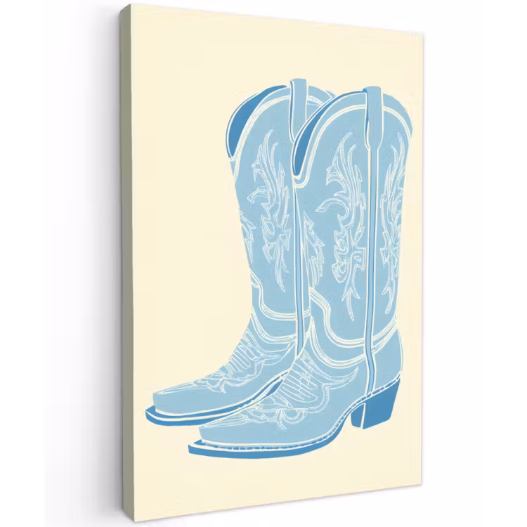Illustratie - Cowboylaarzen - Patroon Tuinposter op houten frame 2 cm dik klein -3d