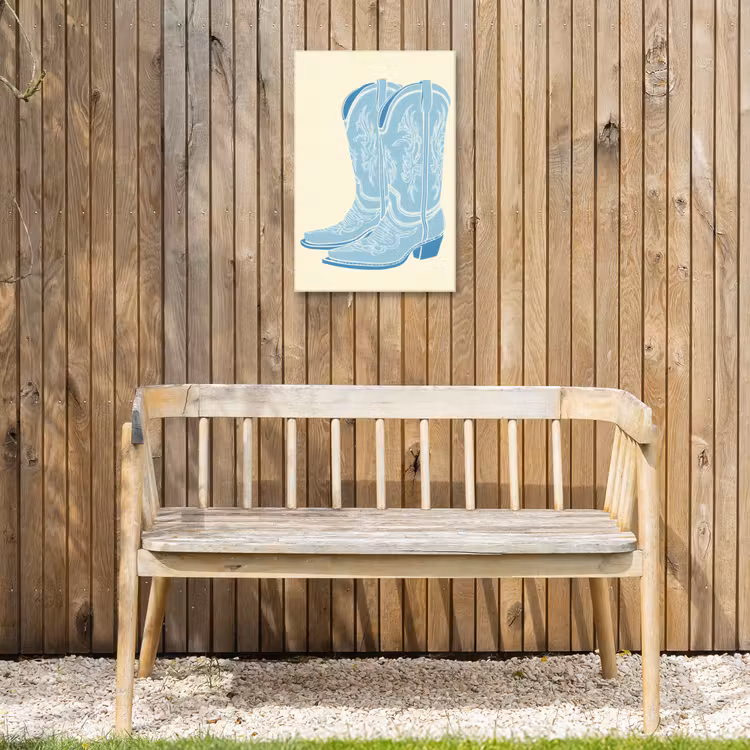 Illustratie - Cowboylaarzen - Patroon Tuinposter op houten frame 2 cm dik klein -sfeer4