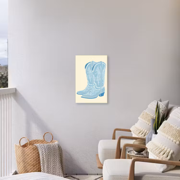 Illustratie - Cowboylaarzen - Patroon Tuinposter op houten frame 2 cm dik klein -sfeer1