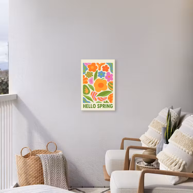 Illustratie - Bloemen - Quote - Kleurrijk Tuinposter op houten frame 2 cm dik klein -sfeer1
