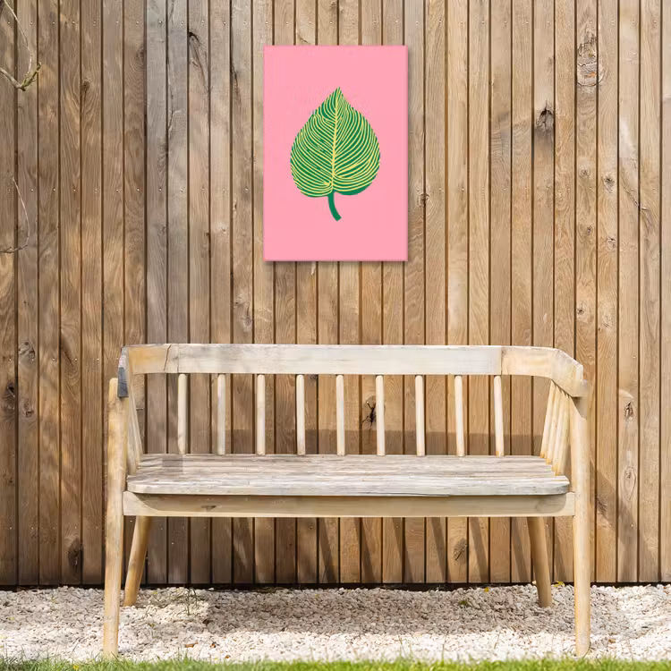 Illustratie - Blad - Minimalistisch - Groen Tuinposter op houten frame 2 cm dik klein -sfeer4