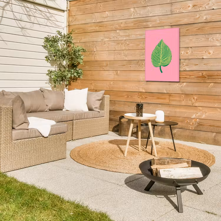 Illustratie - Blad - Minimalistisch - Groen Tuinposter op houten frame 2 cm dik klein -sfeer2