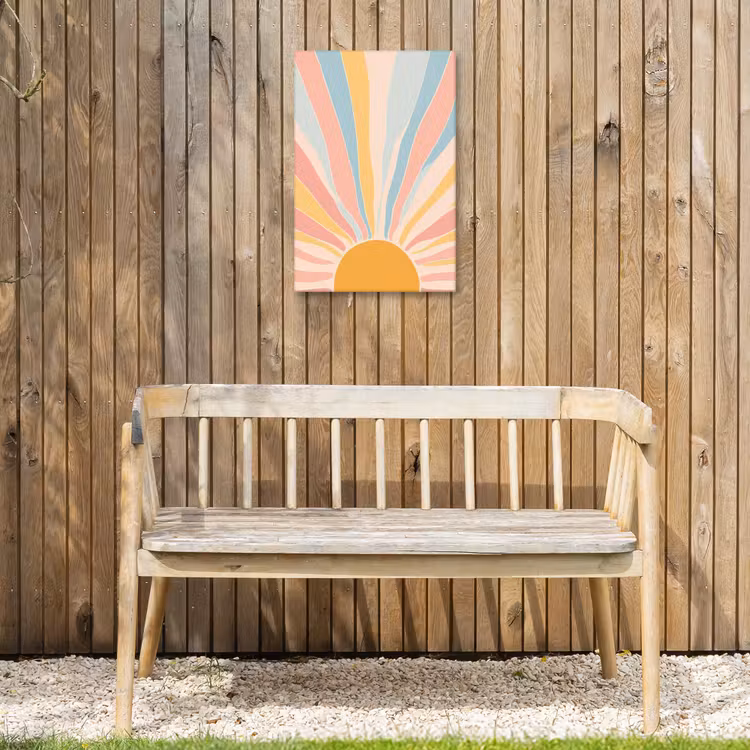 Illustratie - Zon - Pastelkleuren Tuinposter op houten frame 2 cm dik klein -sfeer4