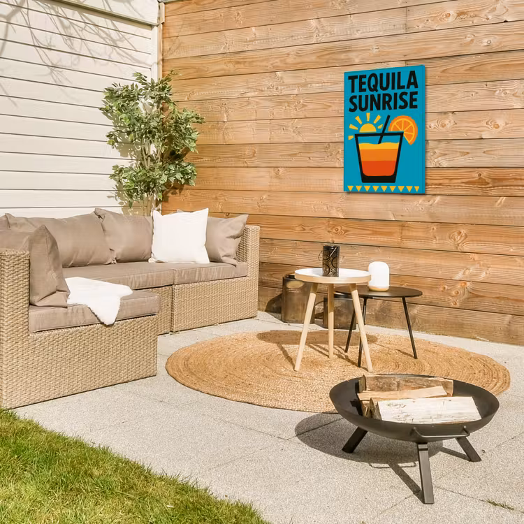 Illustratie - Tequila - Glas - Blauw Tuinposter op houten frame 2 cm dik klein -sfeer2