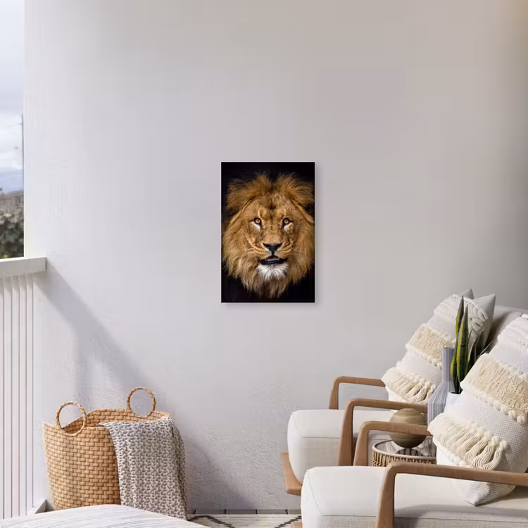 Indrukwekkend portret van een leeuw Tuinposter op houten frame 2 cm dik klein -sfeer1