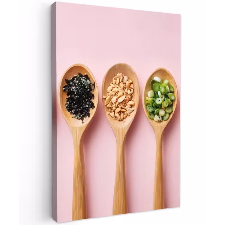Ingrediënten - Lepels - Hout - Roze Tuinposter op houten frame 2 cm dik klein -3d