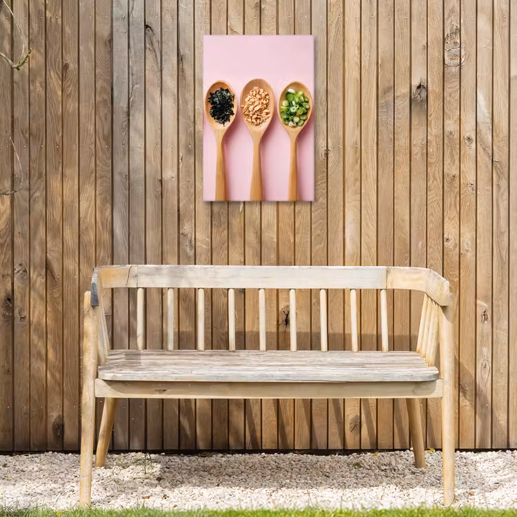 Ingrediënten - Lepels - Hout - Roze Tuinposter op houten frame 2 cm dik klein -sfeer4
