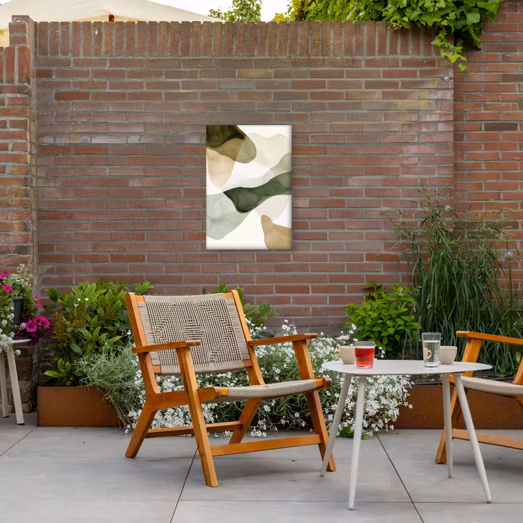 Japandi - Abstract - Groen Tuinposter op houten frame 2 cm dik klein -sfeer3