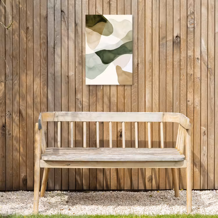 Japandi - Abstract - Groen Tuinposter op houten frame 2 cm dik klein -sfeer4