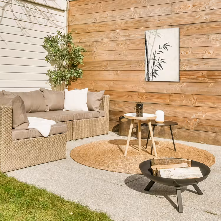 Japandi - Bamboe - Beige Tuinposter op houten frame 2 cm dik klein -sfeer2