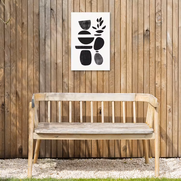 Japandi - Zwart - Abstract Tuinposter op houten frame 2 cm dik klein -sfeer4