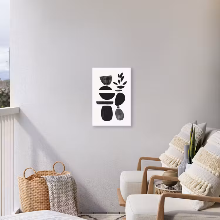 Japandi - Zwart - Abstract Tuinposter op houten frame 2 cm dik klein -sfeer1