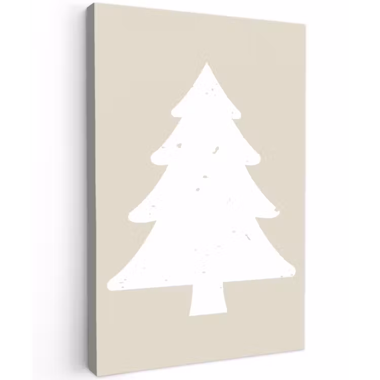 Japandi - Kerstboom - Beige - Kerstversiering Tuinposter op houten frame 2 cm dik klein -3d