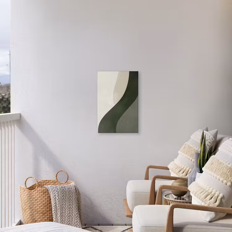 Japandi - Groen - Abstract - Modern Tuinposter op houten frame 2 cm dik klein -sfeer1
