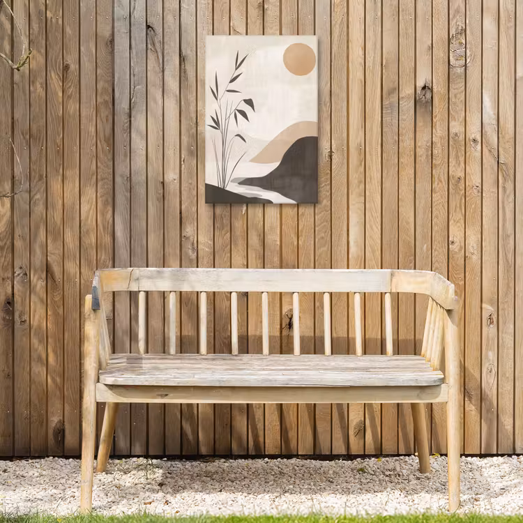 Japandi - Landschap - Beige Tuinposter op houten frame 2 cm dik klein -sfeer4