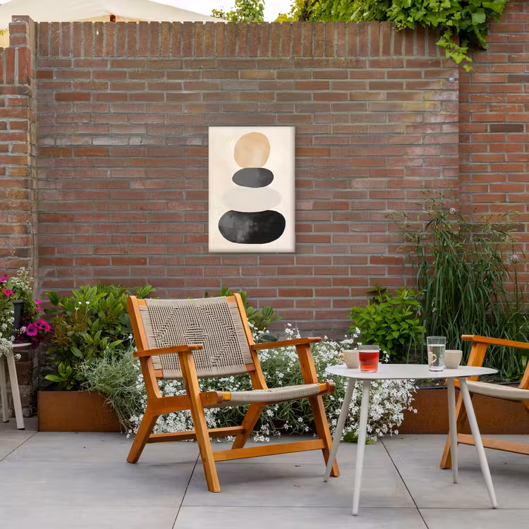Japandi - Wabi sabi - Beige Tuinposter op houten frame 2 cm dik klein -sfeer3
