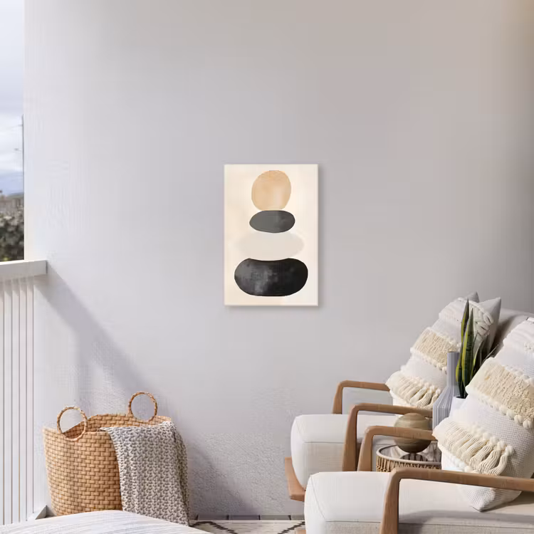 Japandi - Wabi sabi - Beige Tuinposter op houten frame 2 cm dik klein -sfeer1