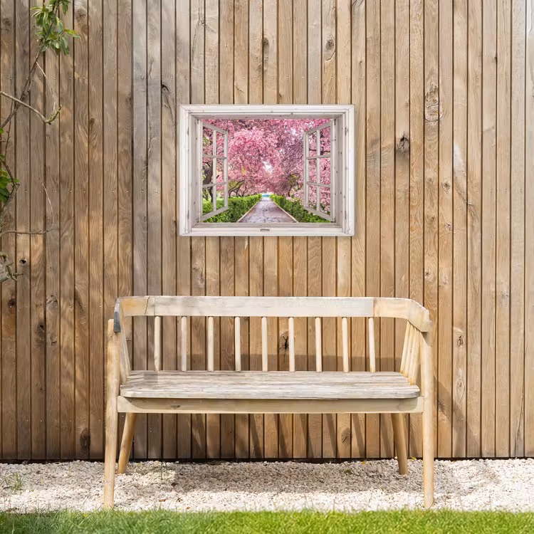 Japans - Sakura - Bloesem - Boom - Bloesem takken - Doorkijk Tuinposter op houten frame 2 cm dik klein -sfeer4