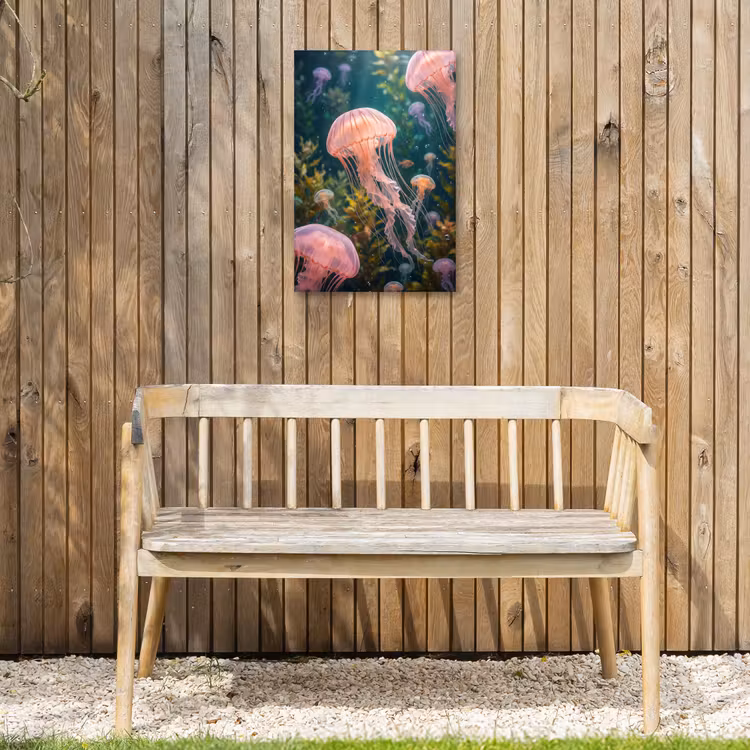 Kwal - Roze - Onderwater - Zeeleven - Dieren Tuinposter op houten frame 2 cm dik klein -sfeer4