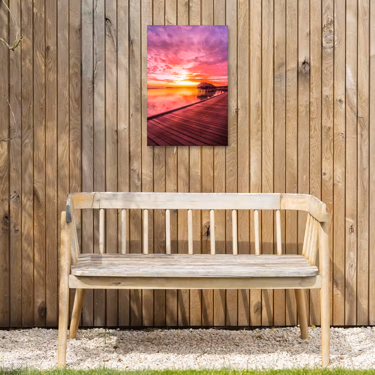 Steiger - Water - Zon - Roze - Horizon Tuinposter op houten frame 2 cm dik klein -sfeer4