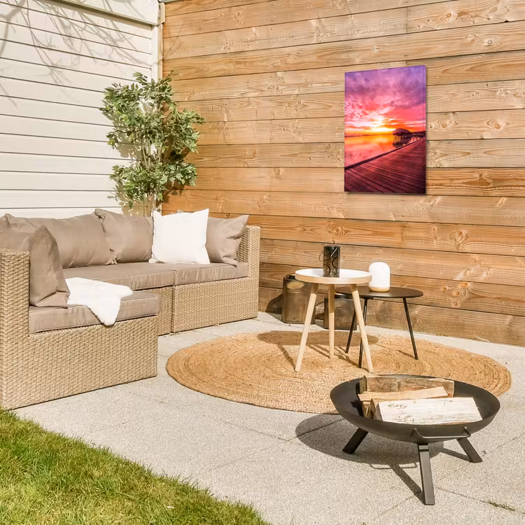 Steiger - Water - Zon - Roze - Horizon Tuinposter op houten frame 2 cm dik klein -sfeer2