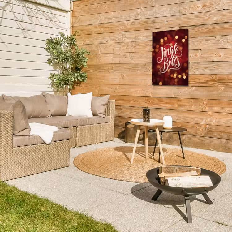 Jingle - Bells - Kerst - Rood Tuinposter op houten frame 2 cm dik klein -sfeer2