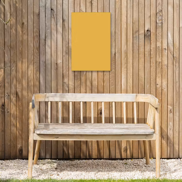 Joyful - Mustard - Geel Tuinposter op houten frame 2 cm dik klein 841 -sfeer4