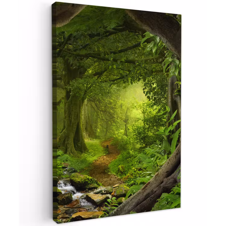 Jungle - Groen - Natuur - Tropisch - Planten Tuinposter op houten frame 2 cm dik klein -3d