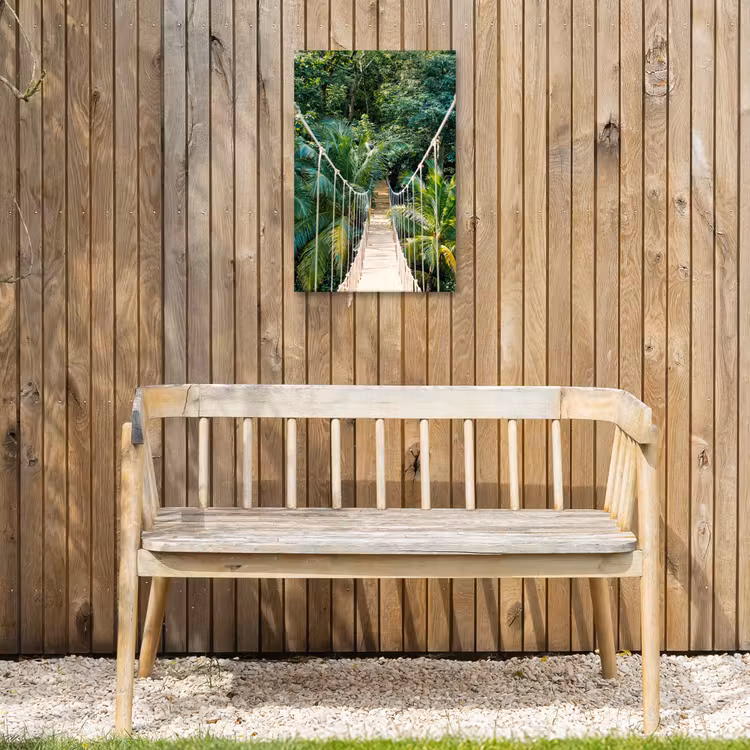 Jungle - Palmboom - Brug - Natuur - Planten Tuinposter op houten frame 2 cm dik klein -sfeer4