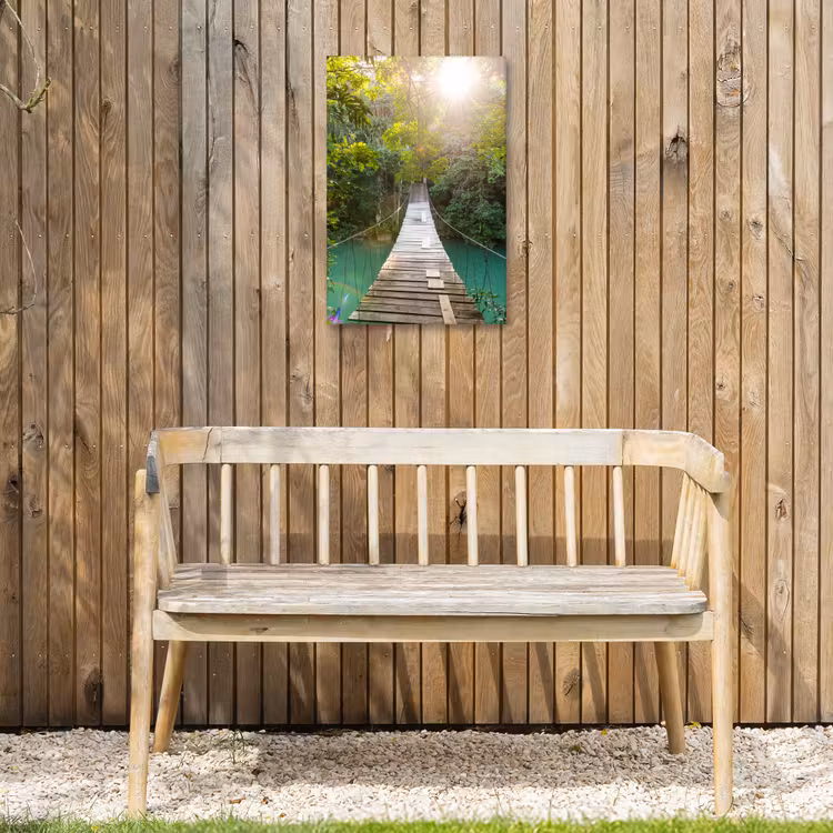 Jungle - Water - Brug - Natuur - Planten Tuinposter op houten frame 2 cm dik klein -sfeer4
