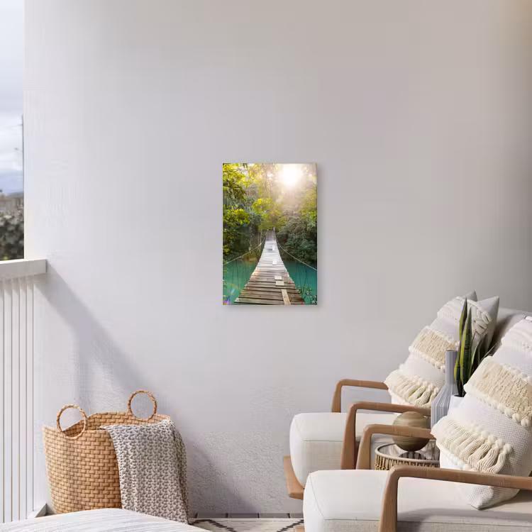 Jungle - Water - Brug - Natuur - Planten Tuinposter op houten frame 2 cm dik klein -sfeer1